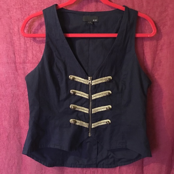 Forever 21 Tops - Fun military style vest Navy and gold. Detailed